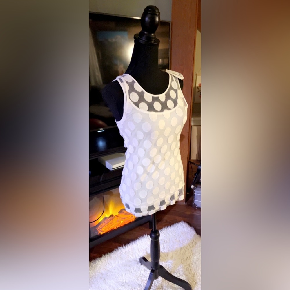 Banana Republic Womens Top | 2 Layered | White Dots | Size XS | NEW